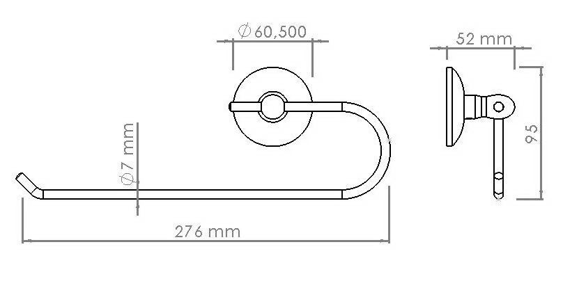 Схема размеров держателя для бумажных полотенец скоба хром