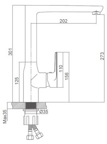 Схема размеров смесителя для кухни FRAUF GRAND HERZBLLATT FG-052911