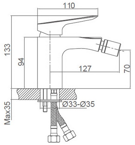 Схема размеров смесителя для биде FRAUF GRAND SCHATZ FG-053302