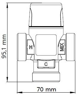 Схема размеров термостатического смесительного клапана AFRISO ATM