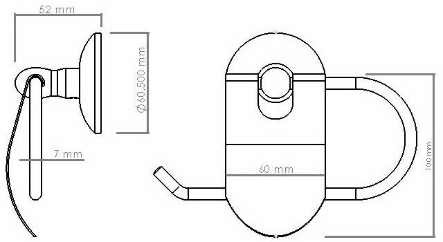 Схема размеров бумагодержателя туалетной бумаги с крышкой VIYA
