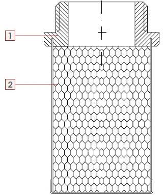Рисунок в разрезе материалов деталей сетки-фильтра для обратных клапанов ITAP