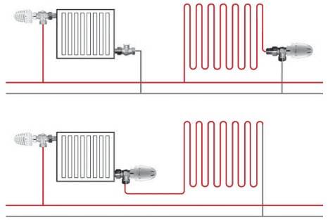 Схемы параллельное и последовательное подключение крана радиаторного прямого с термоголовкой ГЕРЦ-MINI