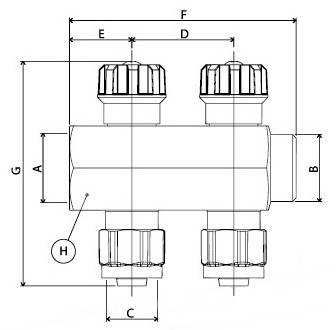 Схема размеров коллектора APE 880 с перекрыванием