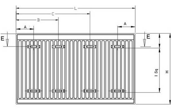 Схема монтажных размеров стальных радиаторов PANSA Тип 22 (PKKP)
