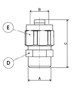 Схема размеров муфты компрессионной с наружной резьбой APE 701L