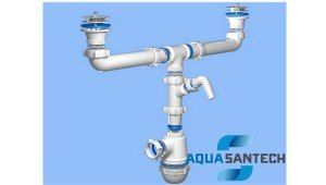 Сифон для двойной мойки под стиральную машину