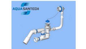 Сифон для ванны переливом и переходной трубой