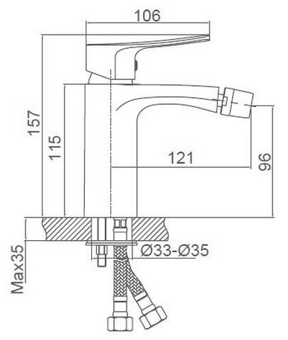 Схема размеров смесителя для биде GOLSEN FG-052602