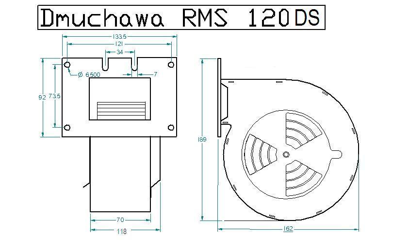 Схема размеров вентилятора RMS 120 DS