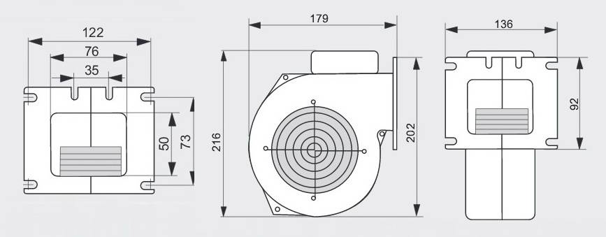 Размеры вентилятора WPA 120